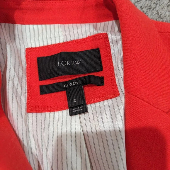 J.Crew Regent Wool Blazer Vibrant Red Orange Size 0 - Picture 3 of 10
